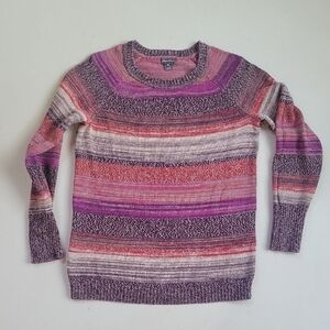 Eddie Bauer Women's Purple and Pink Striped Sweater